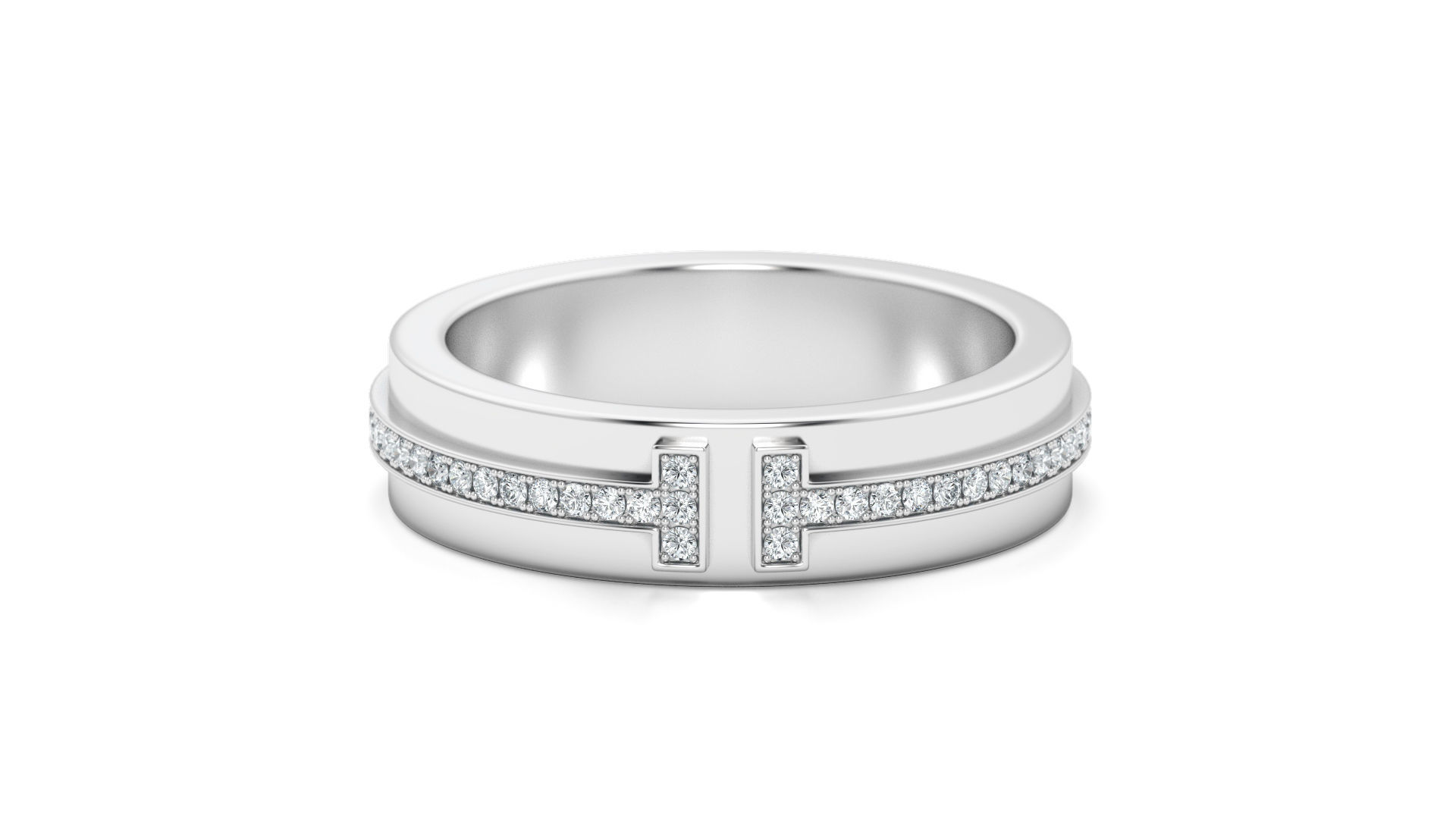 Two Narrow Diamond Ring 3D print model_2