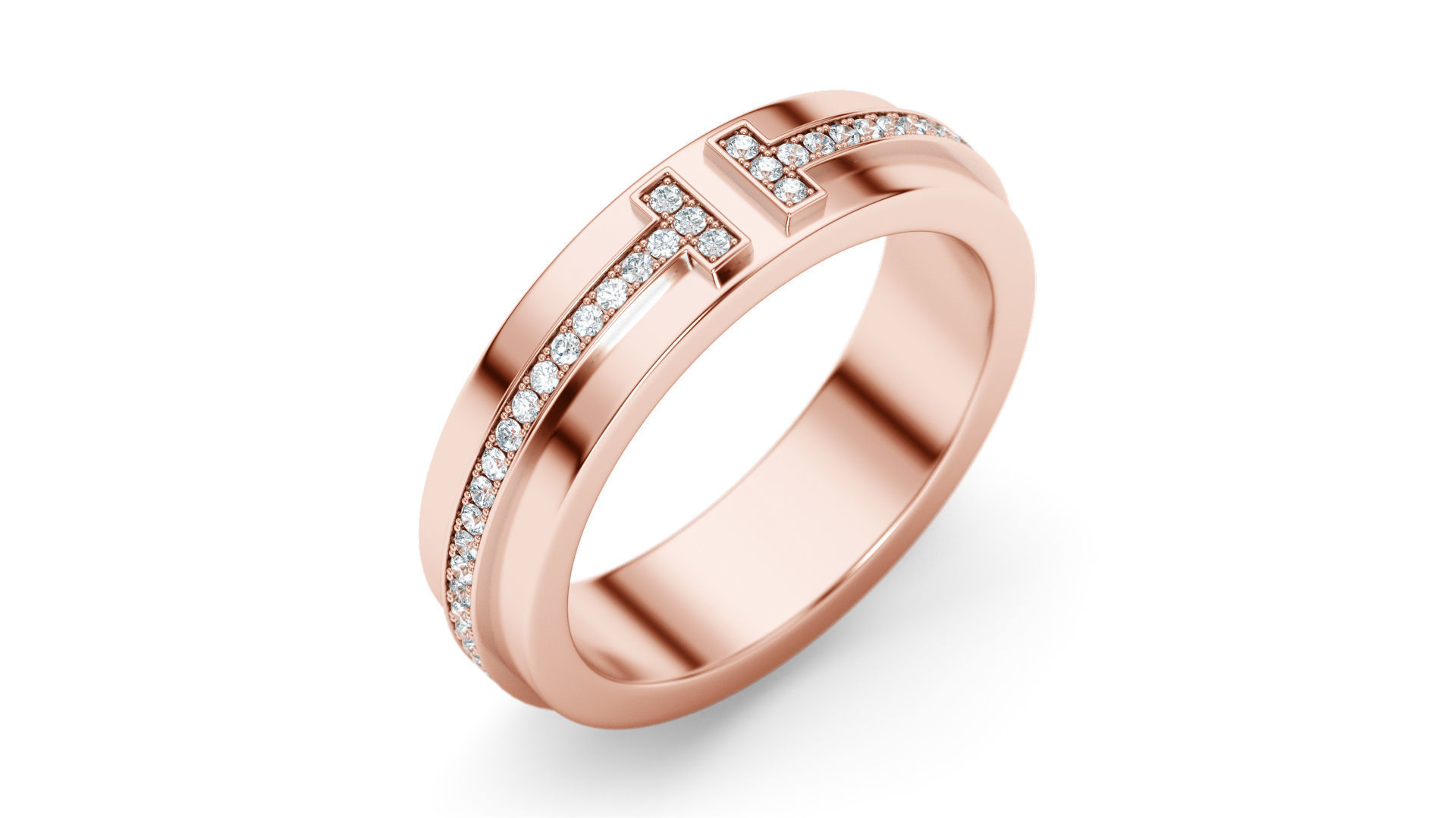 Two Narrow Diamond Ring 3D print model_15