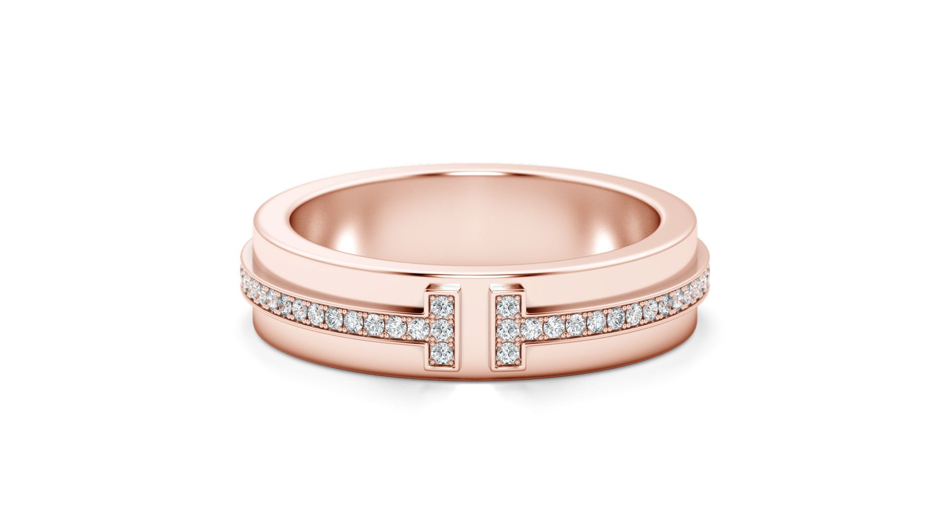 Two Narrow Diamond Ring 3D print model_7