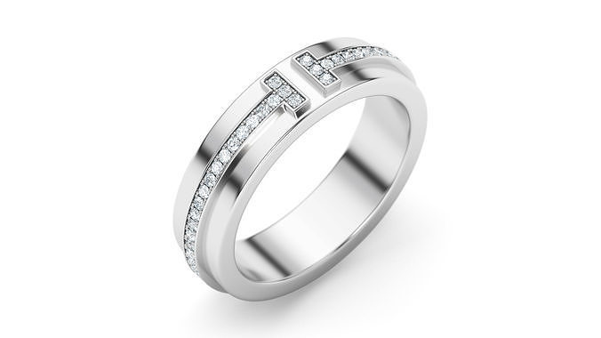 Two Narrow Diamond Ring 3D print model