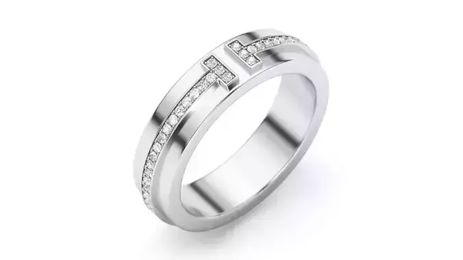 Two Narrow Diamond Ring 3D print model