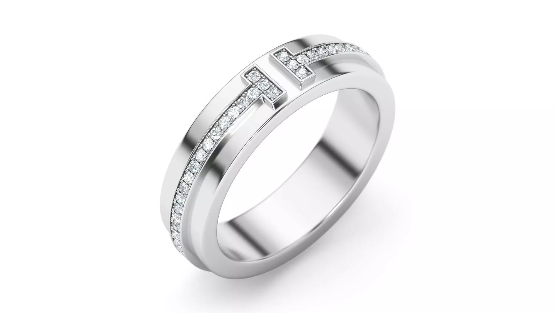 Two Narrow Diamond Ring 3D print model_0