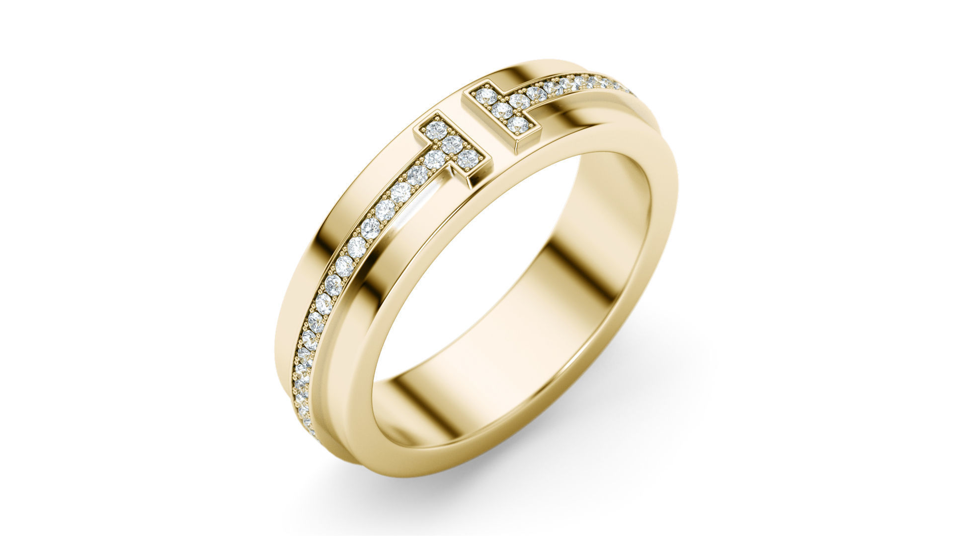Two Narrow Diamond Ring 3D print model_19