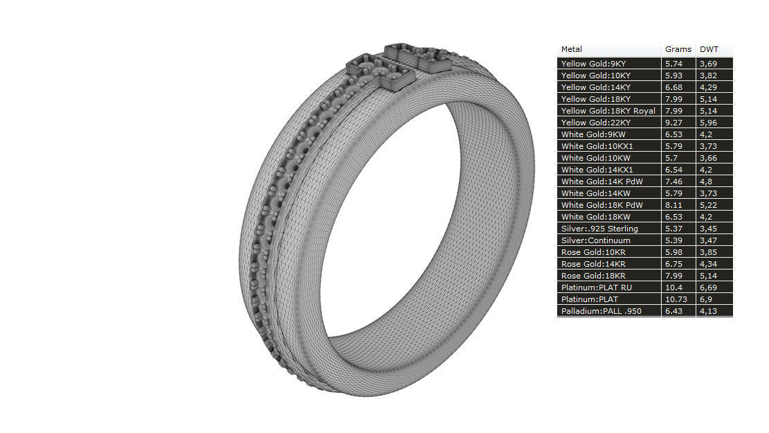 Two Narrow Diamond Ring 3D print model_6