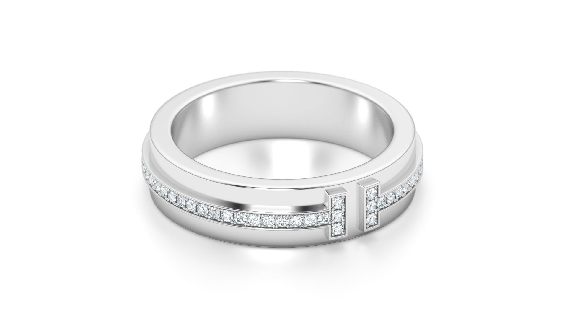 Two Narrow Diamond Ring 3D print model_1