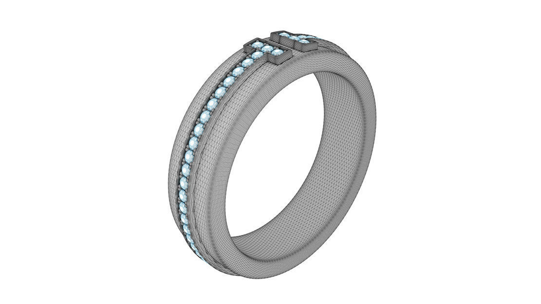 Two Narrow Diamond Ring 3D print model_20
