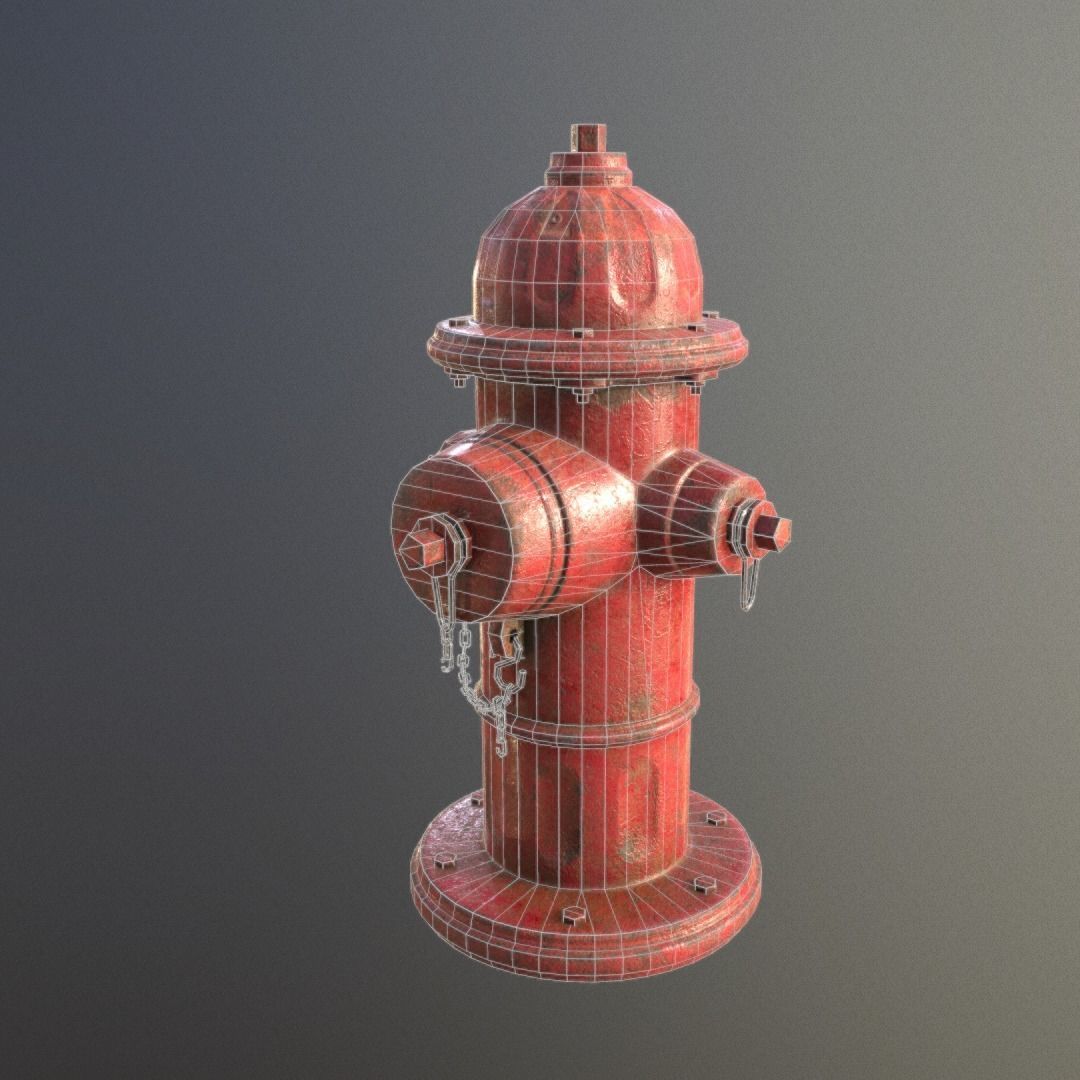Fire Hydrant Low-poly 3D model_3
