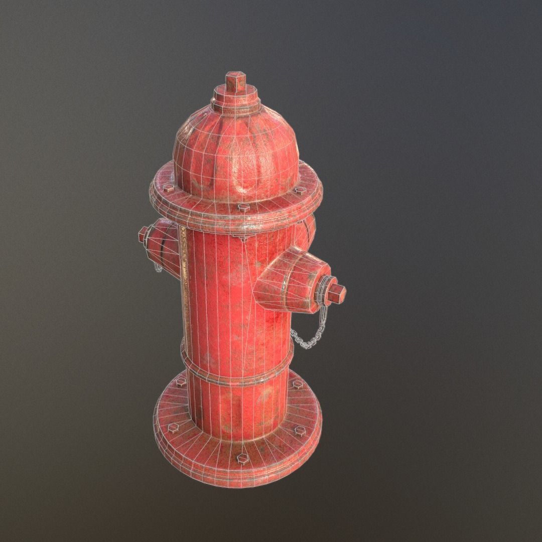 Fire Hydrant Low-poly 3D model_4