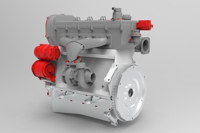 Nurbs Diesel Turbo Engine with Interior Parts 3D model