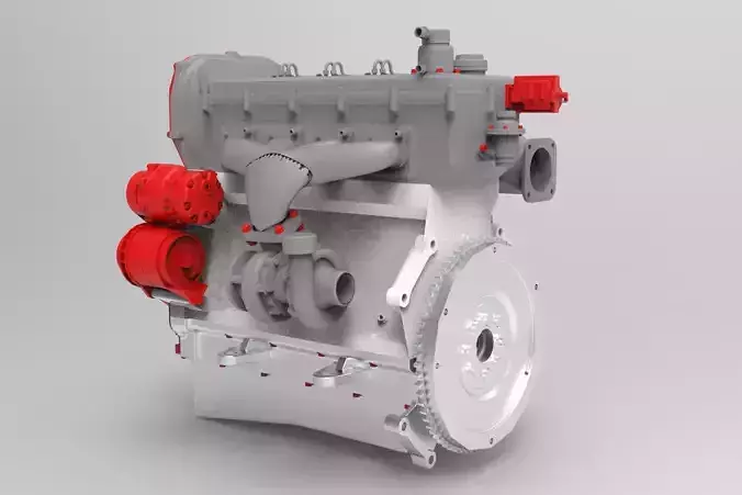 Nurbs Diesel Turbo Engine with Interior Parts 3D model