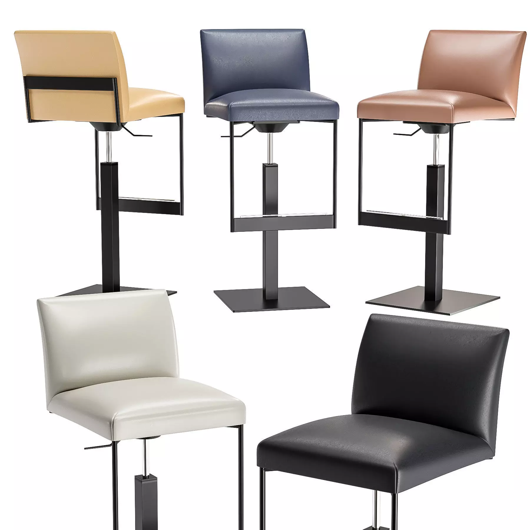 Calligaris Gala Upholstered metal stool 3D model