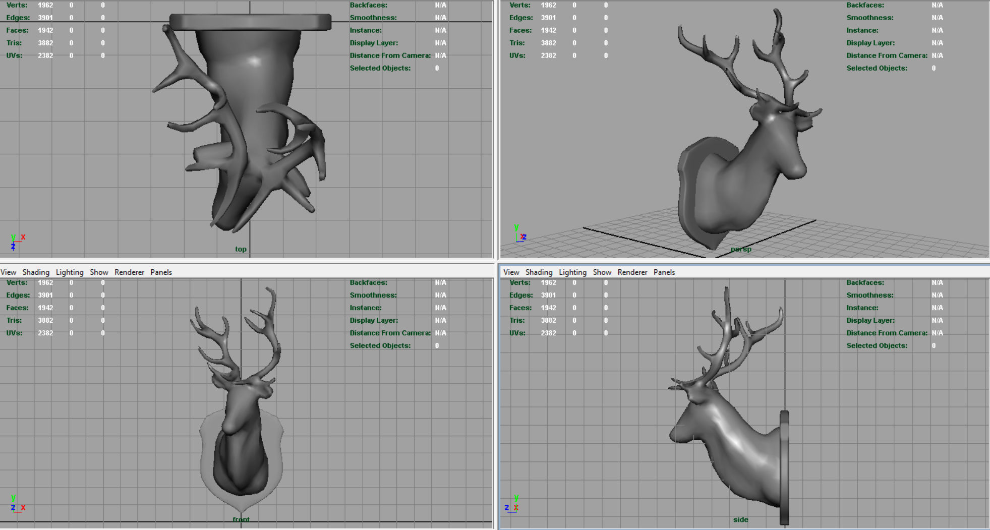 DEER TROPHY Low-poly 3D model_6