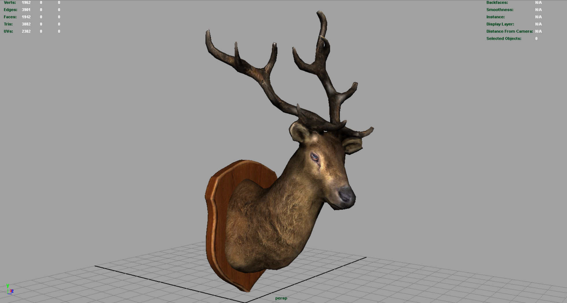 DEER TROPHY Low-poly 3D model_2