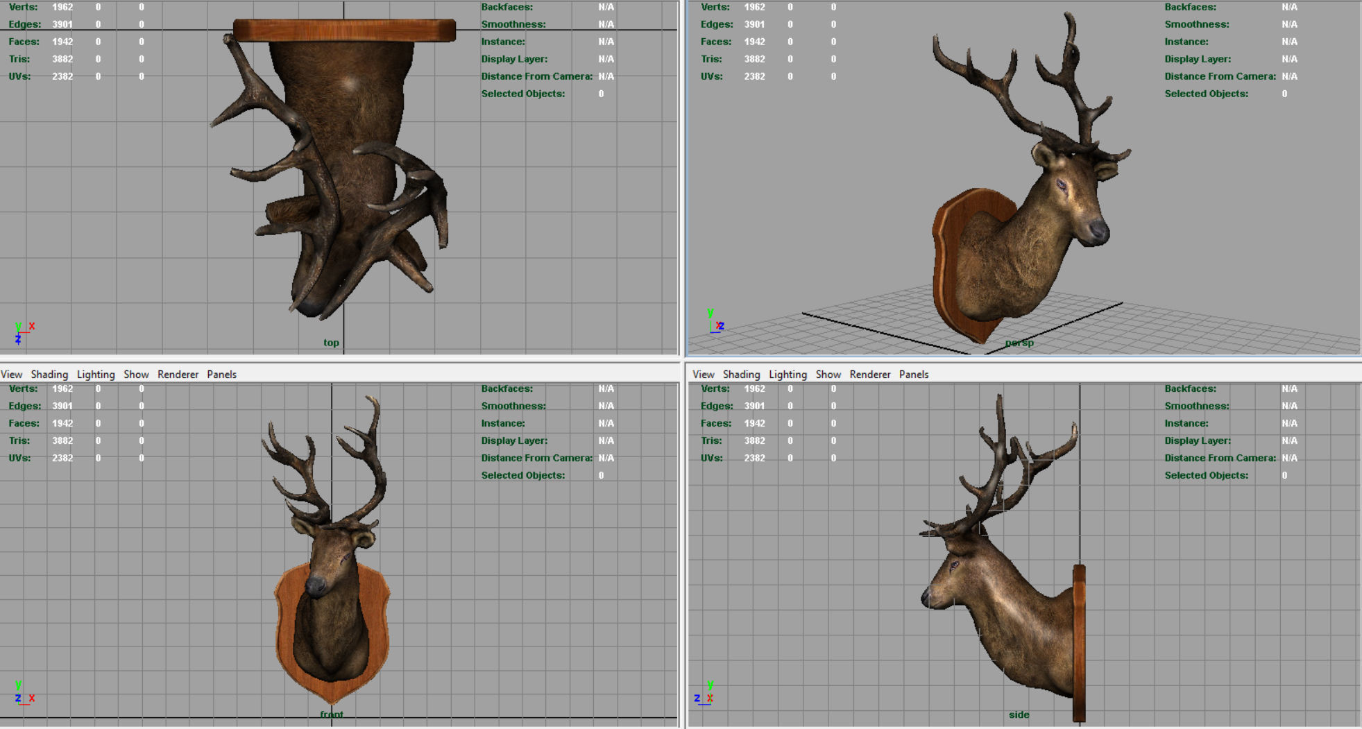 DEER TROPHY Low-poly 3D model_5
