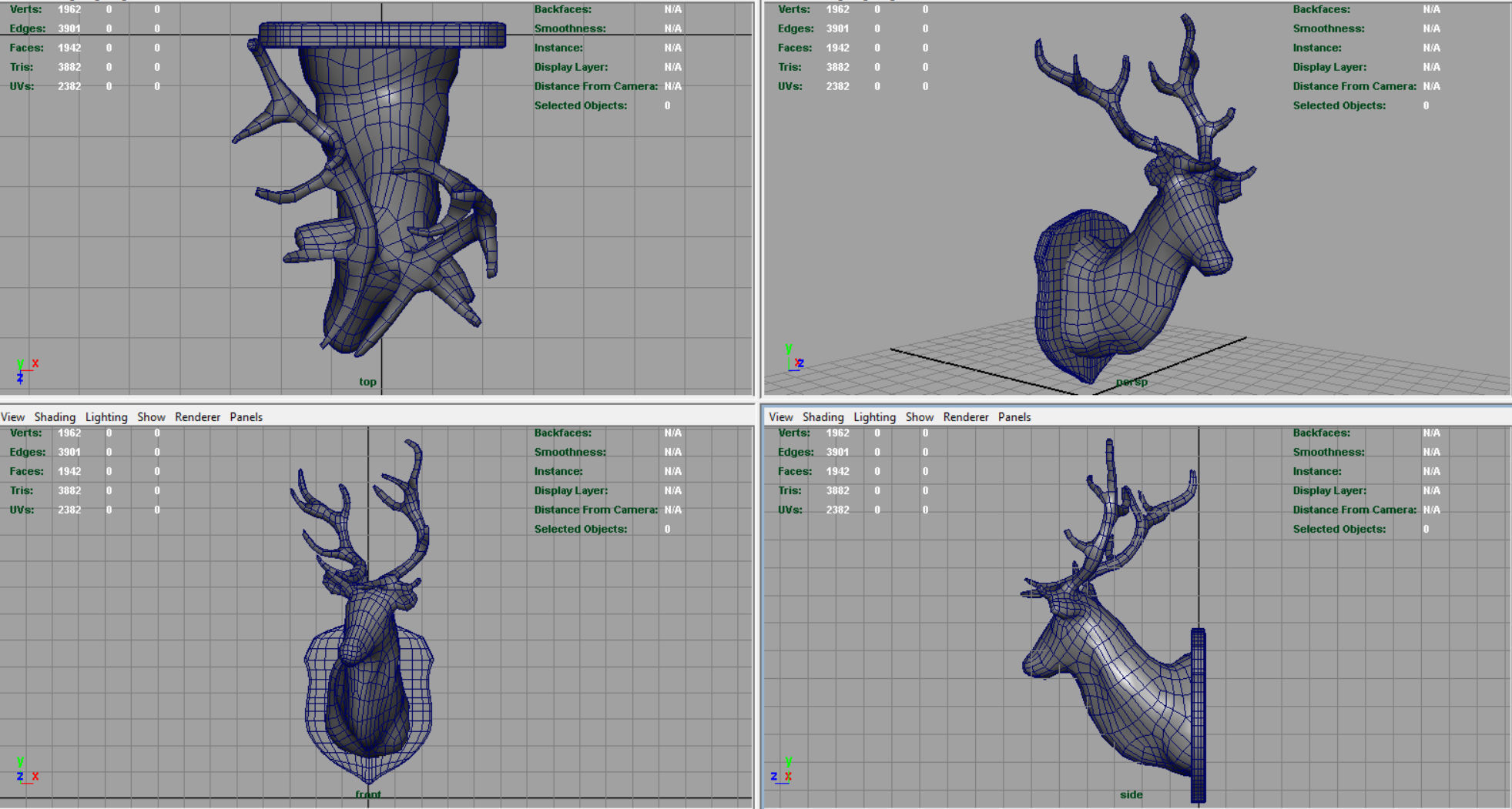 DEER TROPHY Low-poly 3D model_7