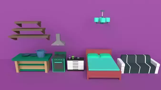 40 prop models of exterior and furniture