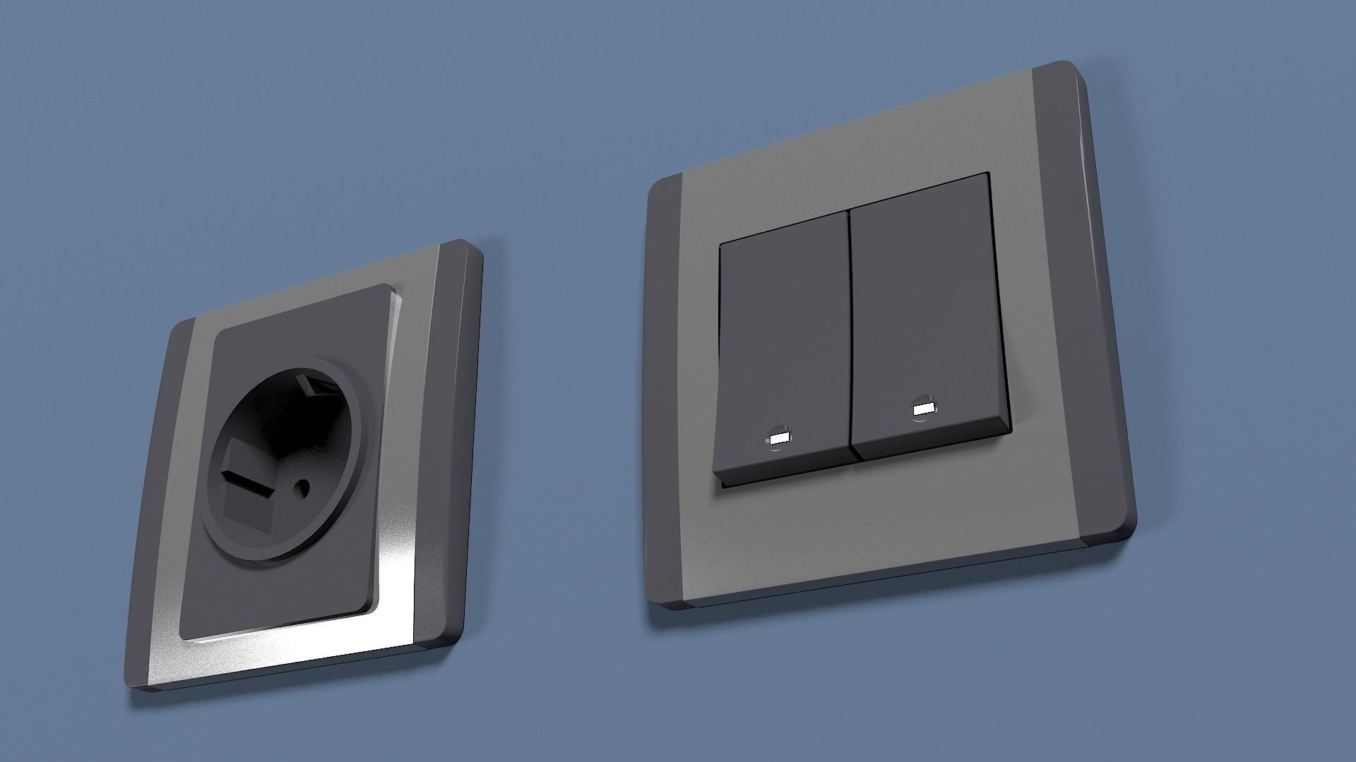 Electric outlet and switch Low-poly 3D model_3