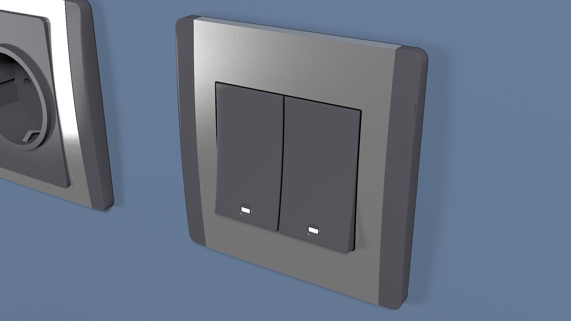Electric outlet and switch Low-poly 3D model_1