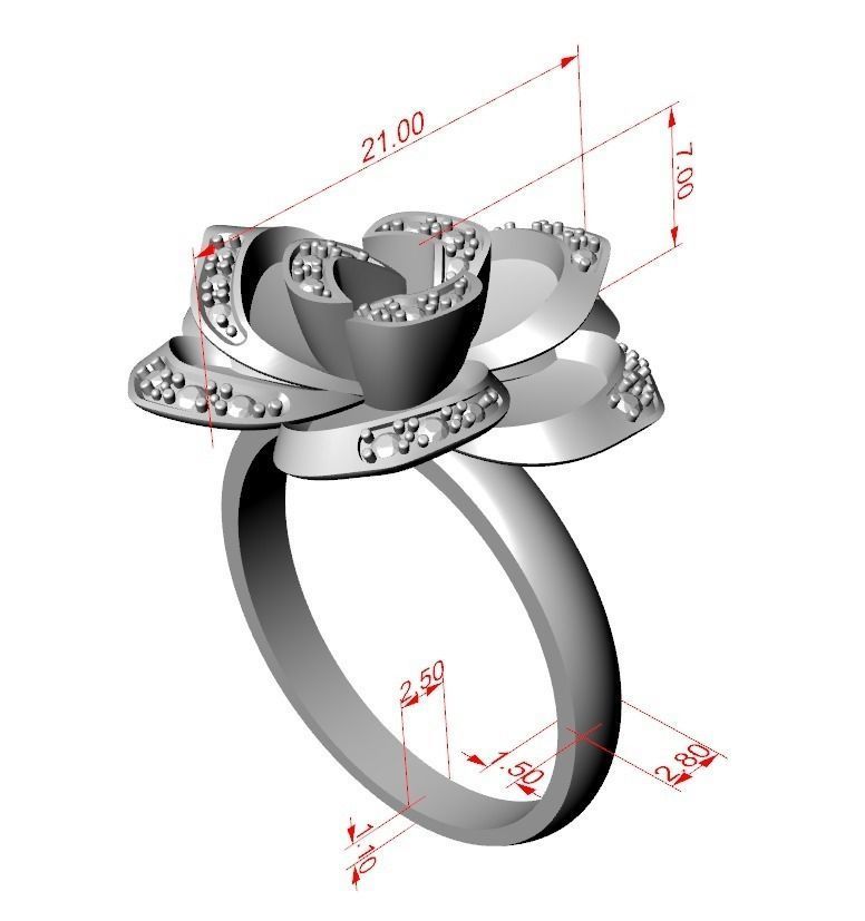 Rose ring 3D print model_3
