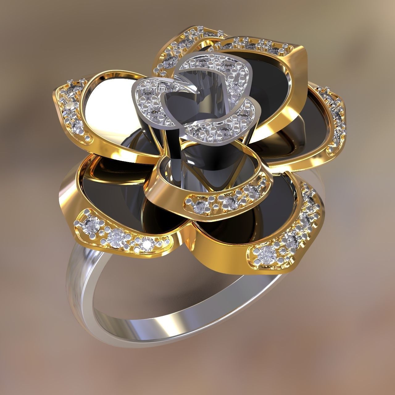 Rose ring 3D print model_1