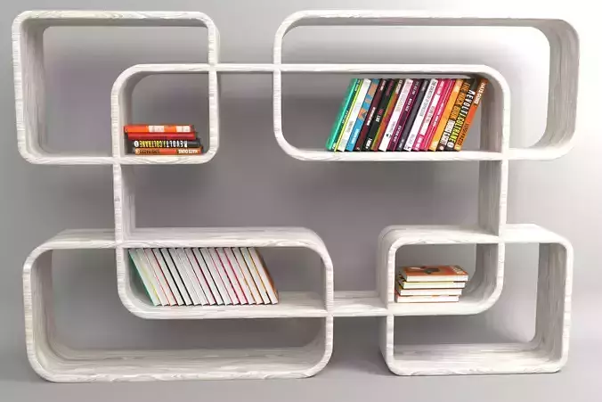 Bookshelf book shelf with books 3D model