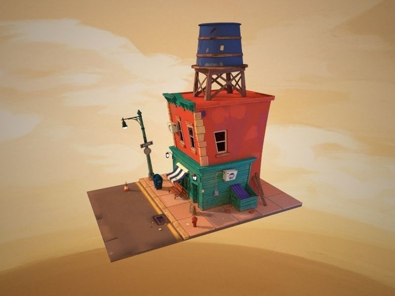stylized house 3D model_1