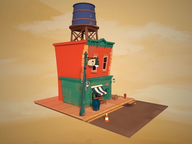 stylized house 3D model_3