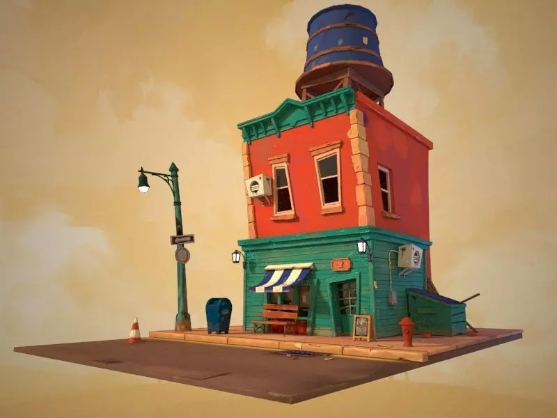 stylized house 3D model_0