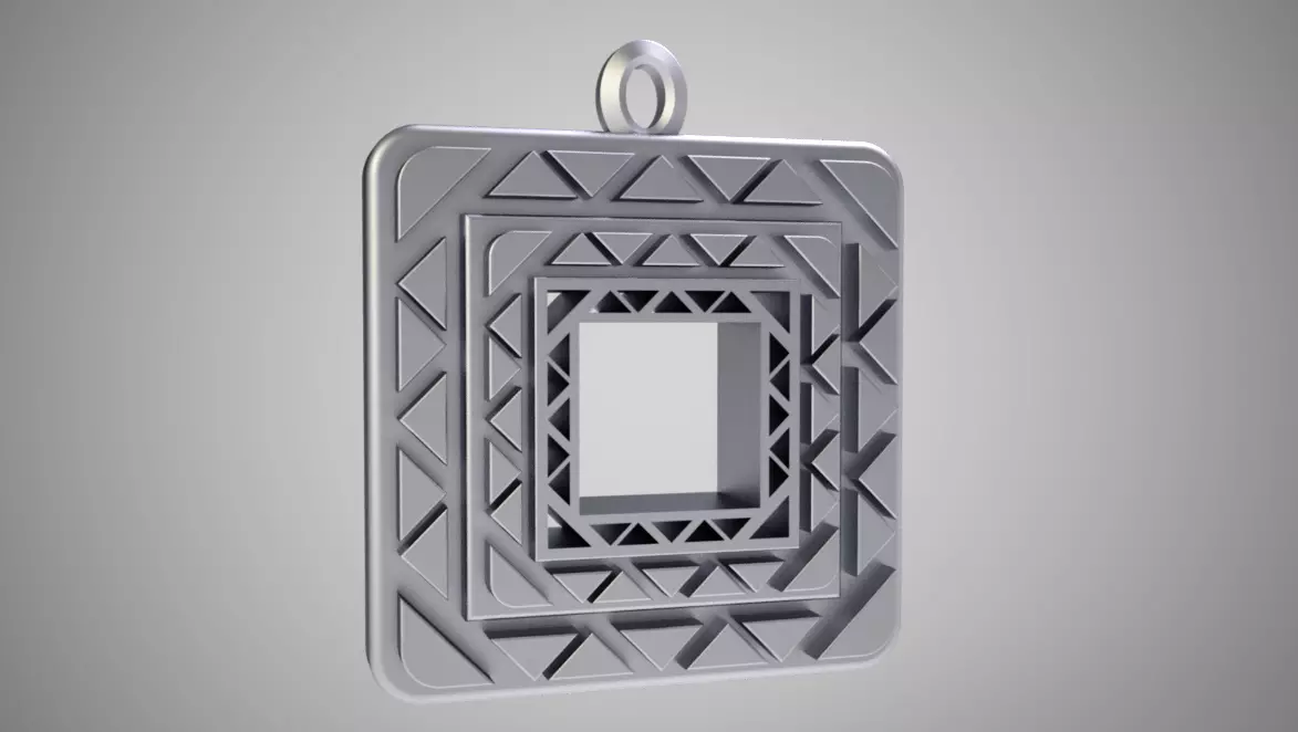 Square Amulet Necklace 3D print model_0