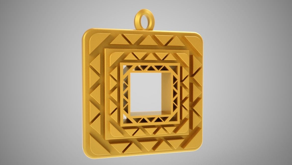 Square Amulet Necklace 3D print model_1