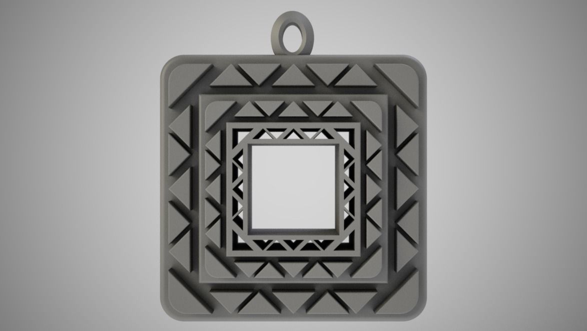 Square Amulet Necklace 3D print model_3