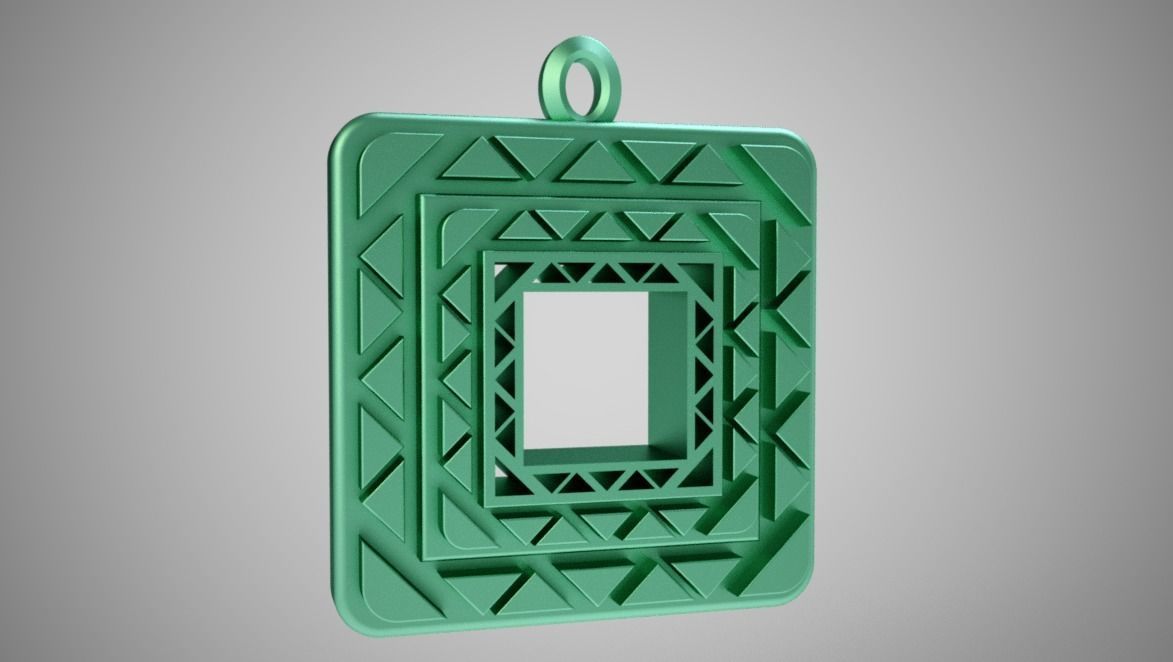 Square Amulet Necklace 3D print model_2