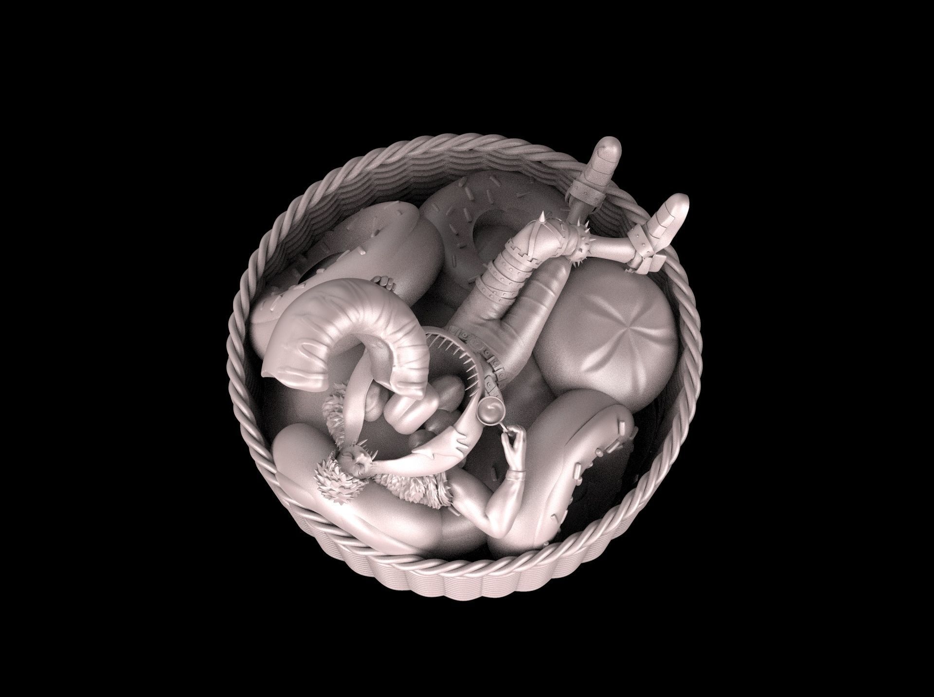 Katakuri person in basket 3D print model_4