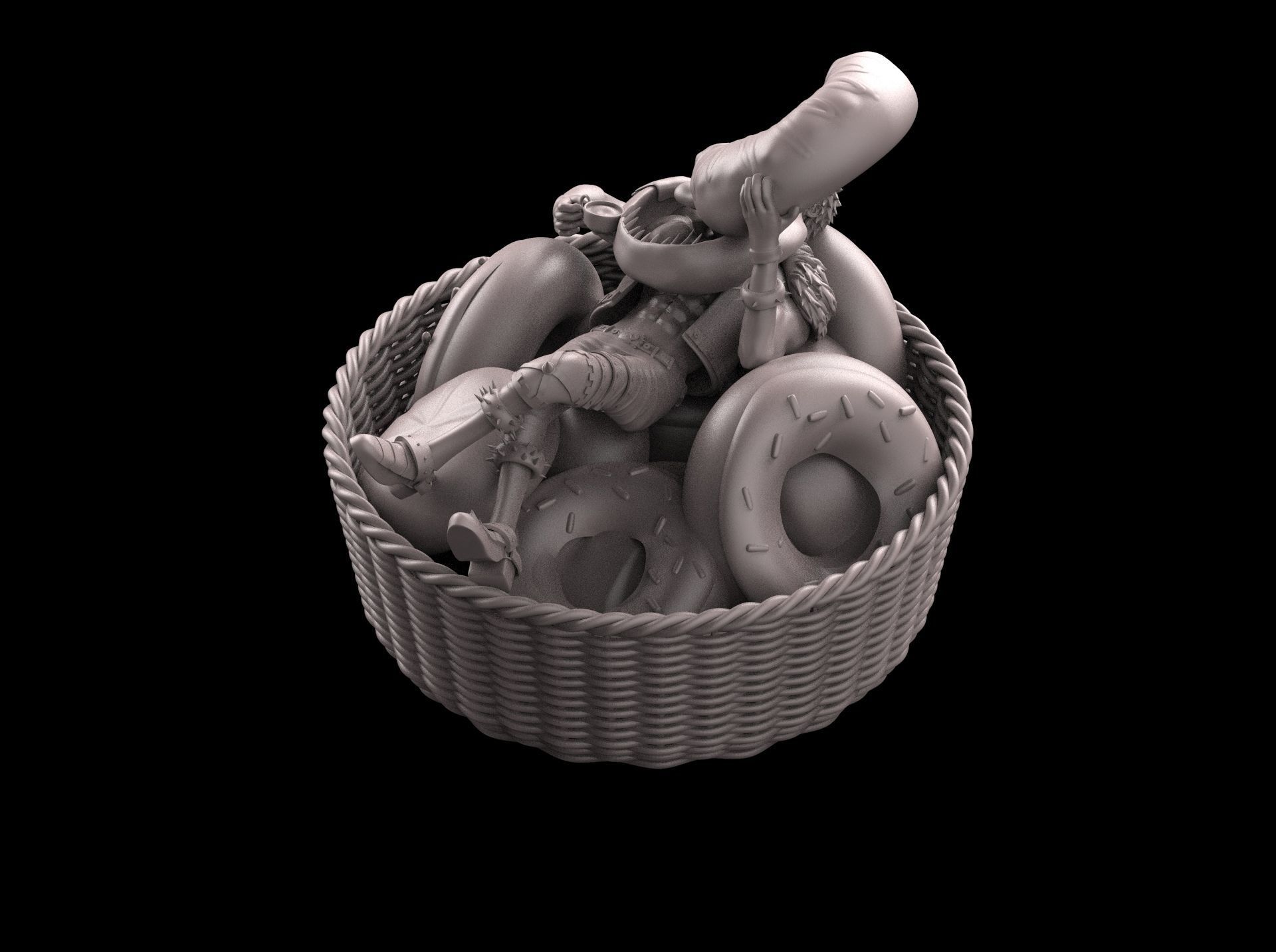 Katakuri person in basket 3D print model_2