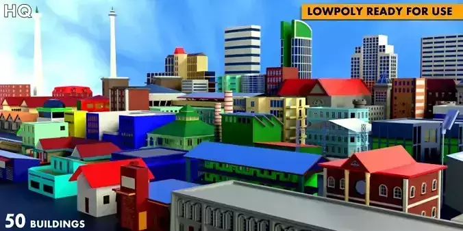 50 Simple Lowpoly Buildings