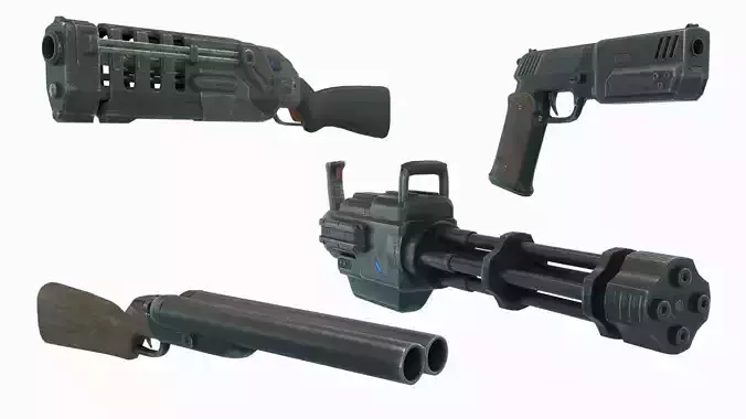 Low Poly Weapon Pack With PBR Materials Low-poly 3D model