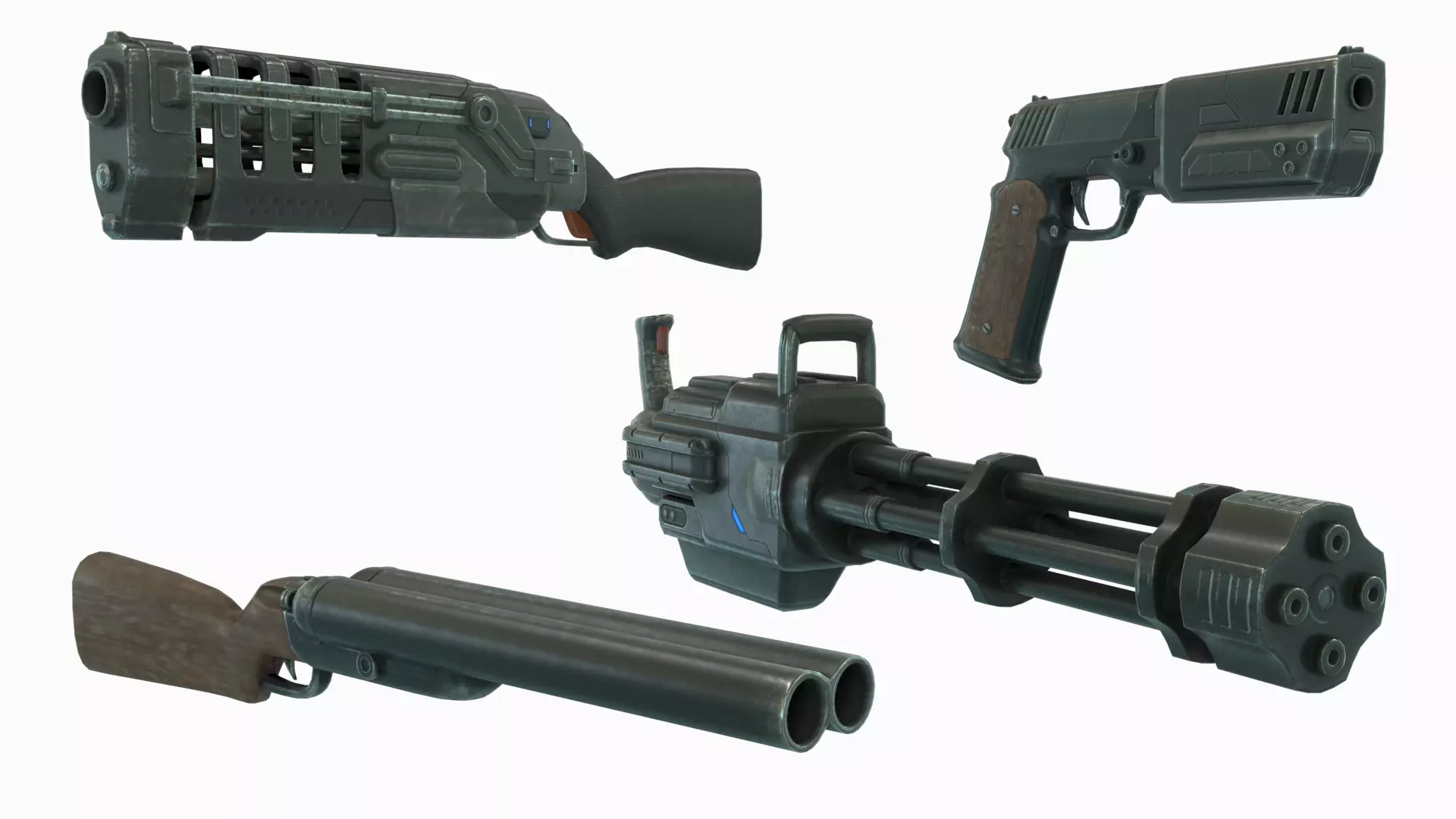 Low Poly Weapon Pack With PBR Materials Low-poly 3D model_0