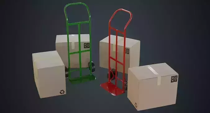 Hand Truck And Boxes 3A