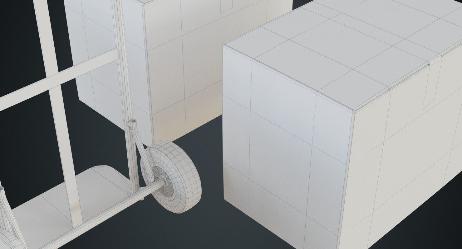 Hand Truck And Boxes 3B Low-poly 3D model_10