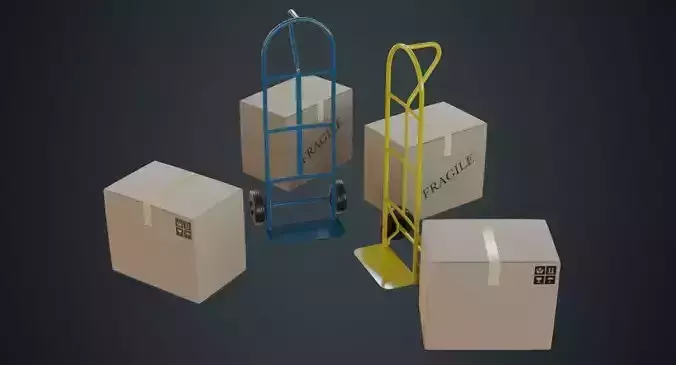 Hand Truck And Boxes 4A