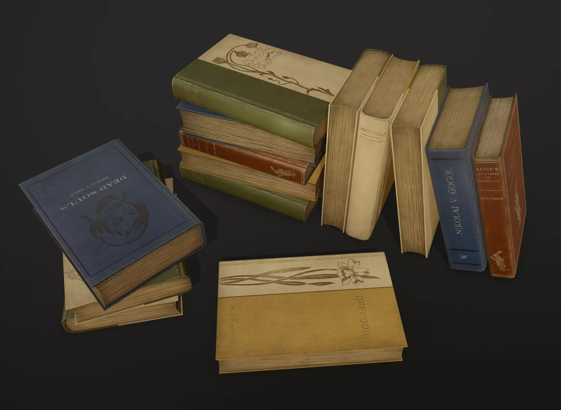 Old books - PBR Game Ready Low-poly 3D model_0