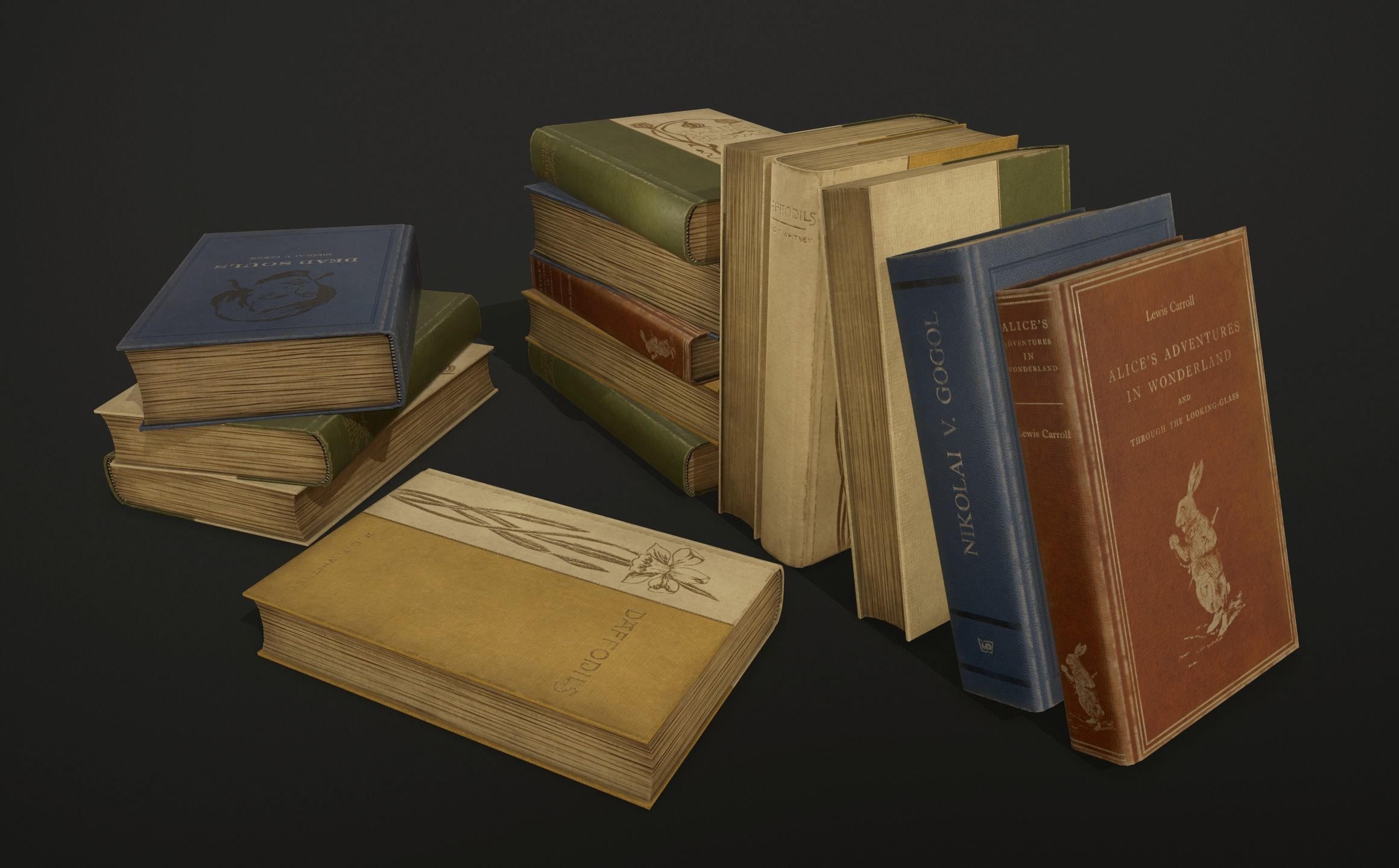 Old books - PBR Game Ready Low-poly 3D model_2