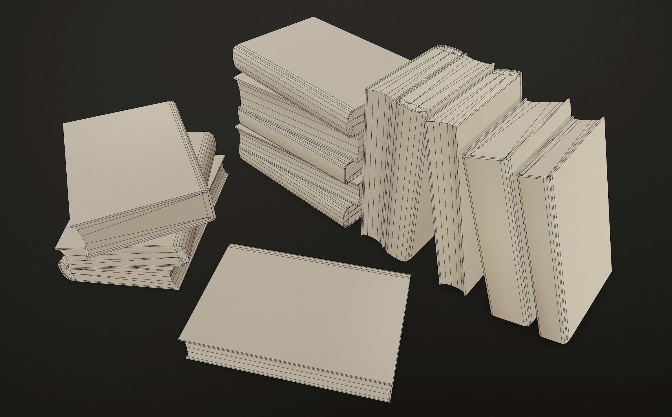 Old books - PBR Game Ready Low-poly 3D model_7