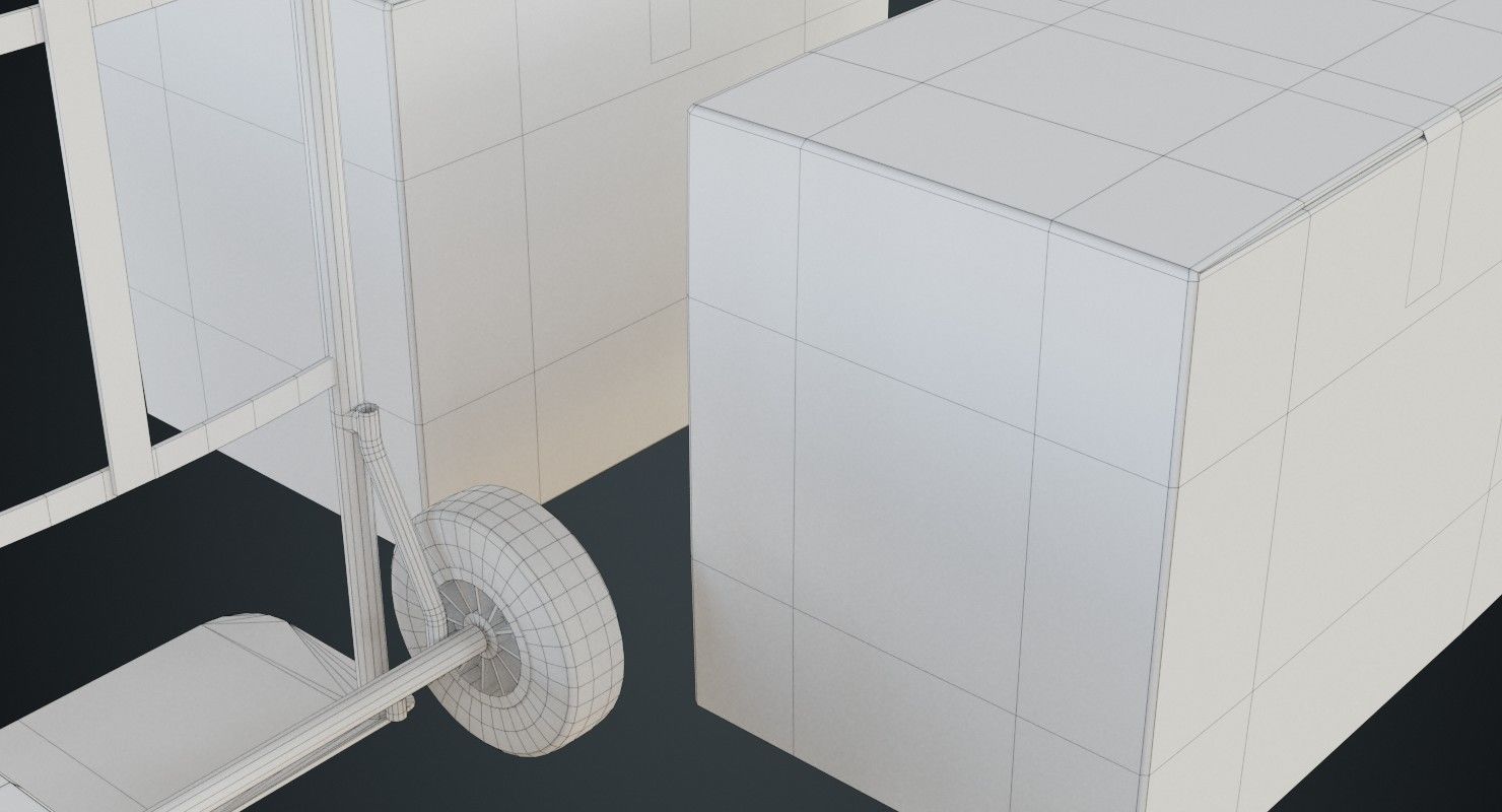 Hand Truck And Boxes 4B Low-poly 3D model_10