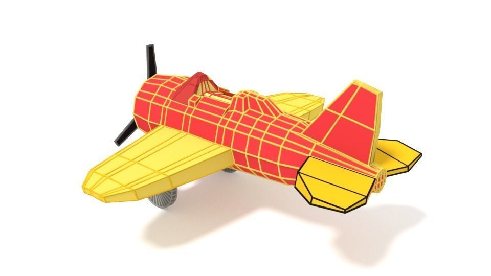 Low Poly Cartoon Airplane Toy Low-poly 3D model_15