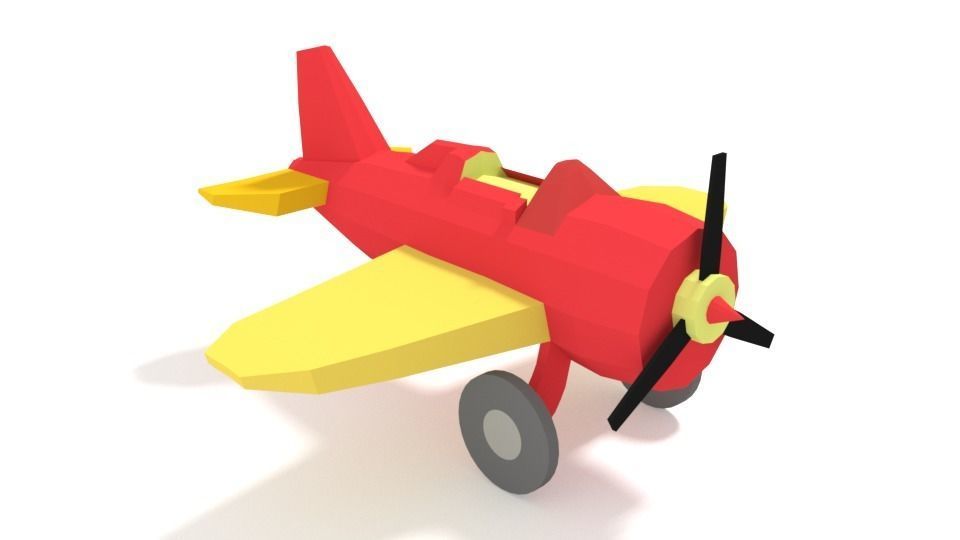 Low Poly Cartoon Airplane Toy Low-poly 3D model_3