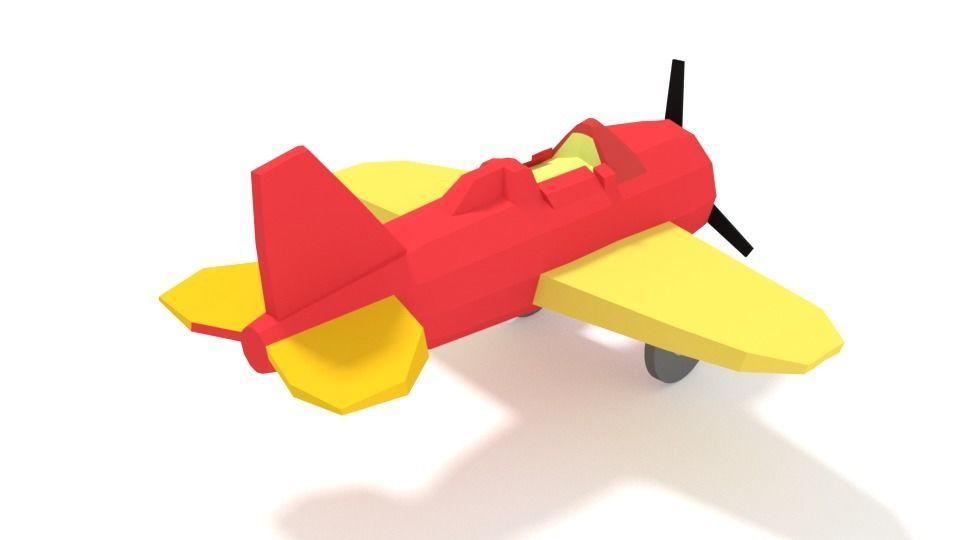Low Poly Cartoon Airplane Toy Low-poly 3D model_4