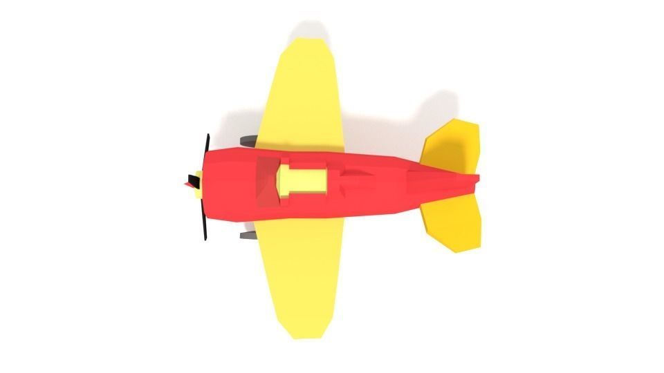 Low Poly Cartoon Airplane Toy Low-poly 3D model_7