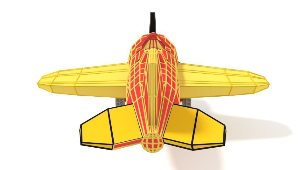 Low Poly Cartoon Airplane Toy Low-poly 3D model_14