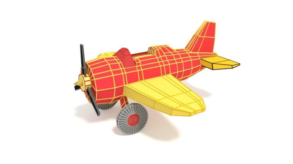 Low Poly Cartoon Airplane Toy Low-poly 3D model_9